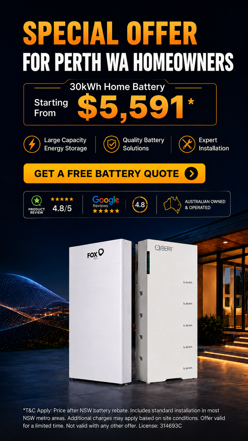 Special offer - home battery storage, get a free battery quote